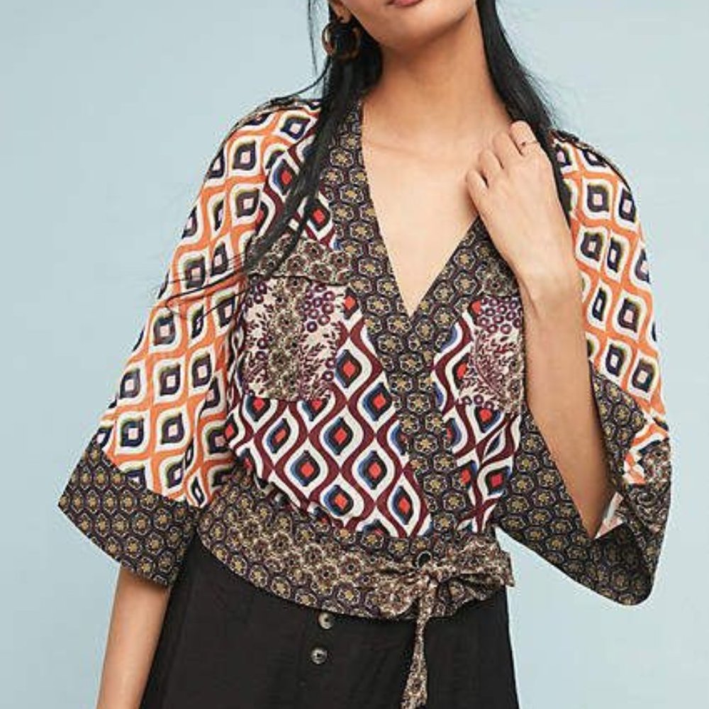 NWOT Anthro Byron Lars Geometric Kimono Wrap - 12